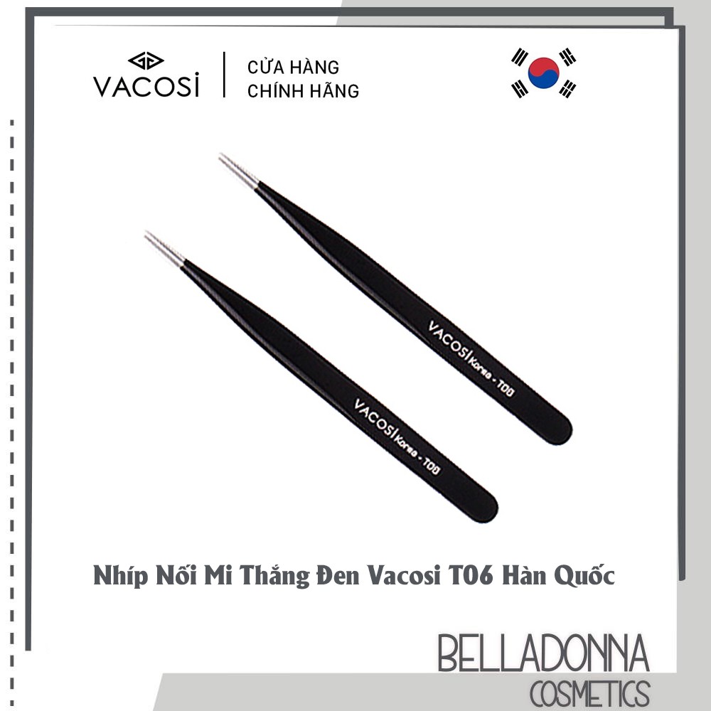 Nhíp Nối Mi Thẳng Đen Vacosi Pointed Tweezers T06