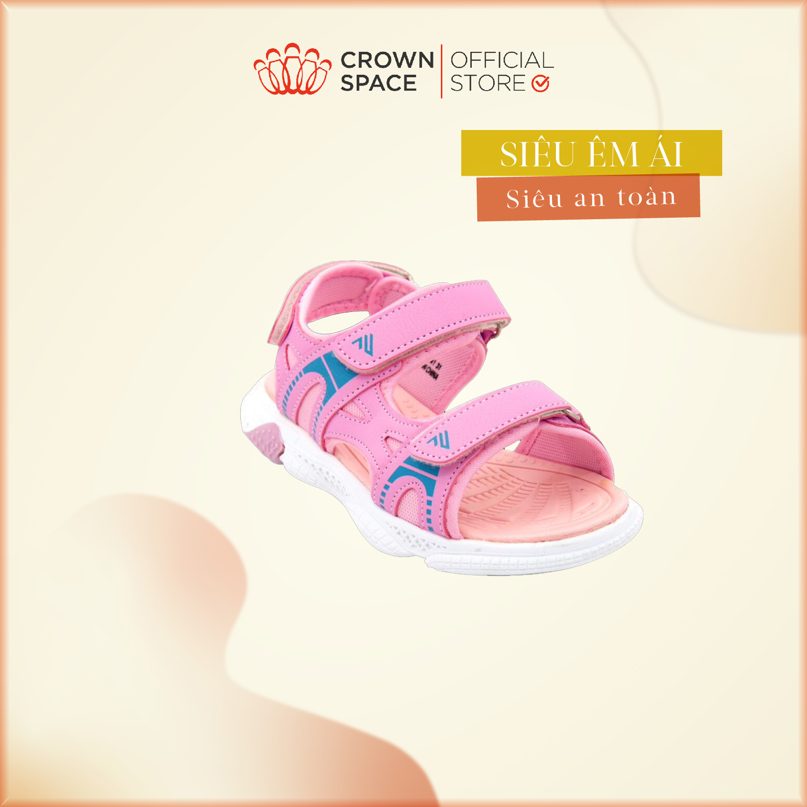 Dép Quai Hậu Màu Hồng Bé Gái Đi Học Chính Hãng Crown Space UK Sandals Trẻ em Xăng Đan Cho Bé Gái Từ 2 đến 14 Tuổi Size 25-35 Chất Liệu Cao Cấp Nhẹ Êm Thoáng Mát An Toàn Cho Bé CRUK541