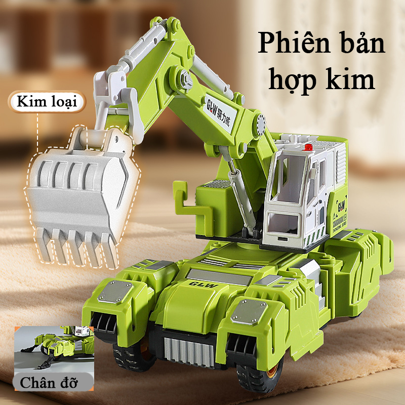 Đồ chơi mô hình xe xúc KAVY có 4 chân đỡ gập mở bằng hợp kim chạy đà - màu xanh