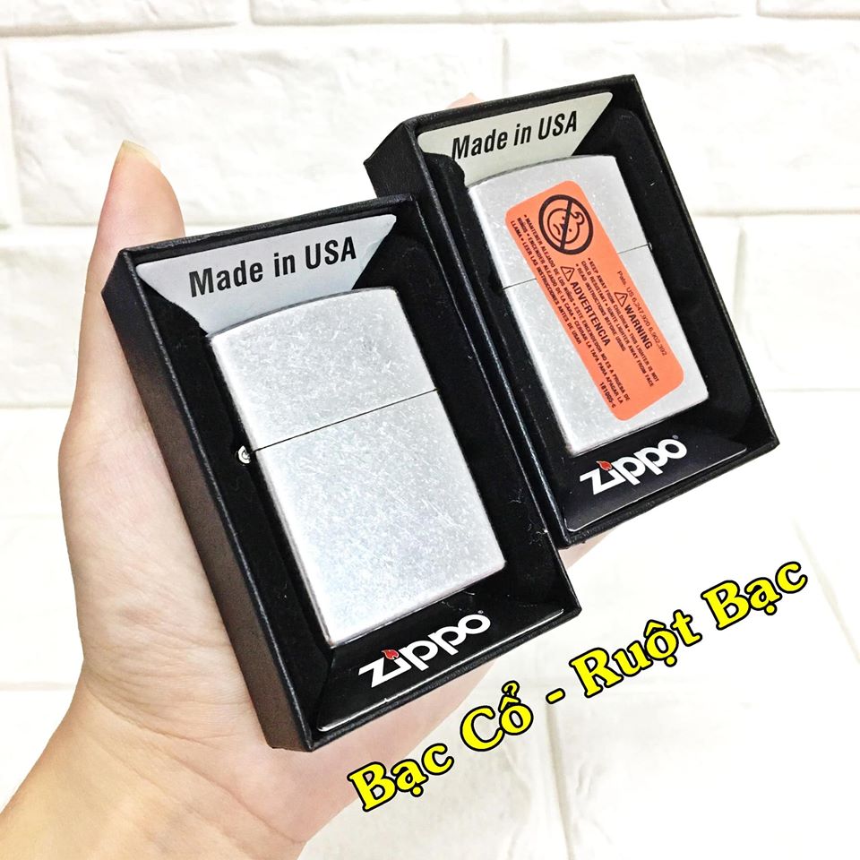 Hột quẹt , bật lửa zippo mỹ màu bạc ruột bạc