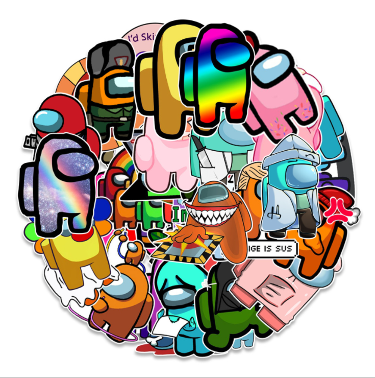 [HCM]Set 50 Sticker Decal Among Us Bản Mới Dán Điện Thoại Ly Tách Balo Túi Hộp Bút Trang Trí Chống Thấm Nước Chất Lượng Cao