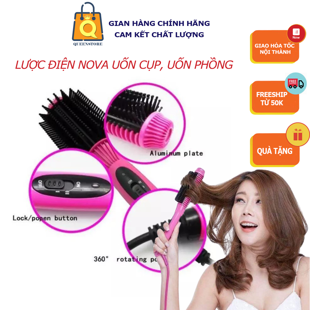 Lược điện uốn tóc nova uốn cụp uốn phồng chải tóc vào nếp dễ dàng tiện lợi tạo kiểu tại nhà - queenstore