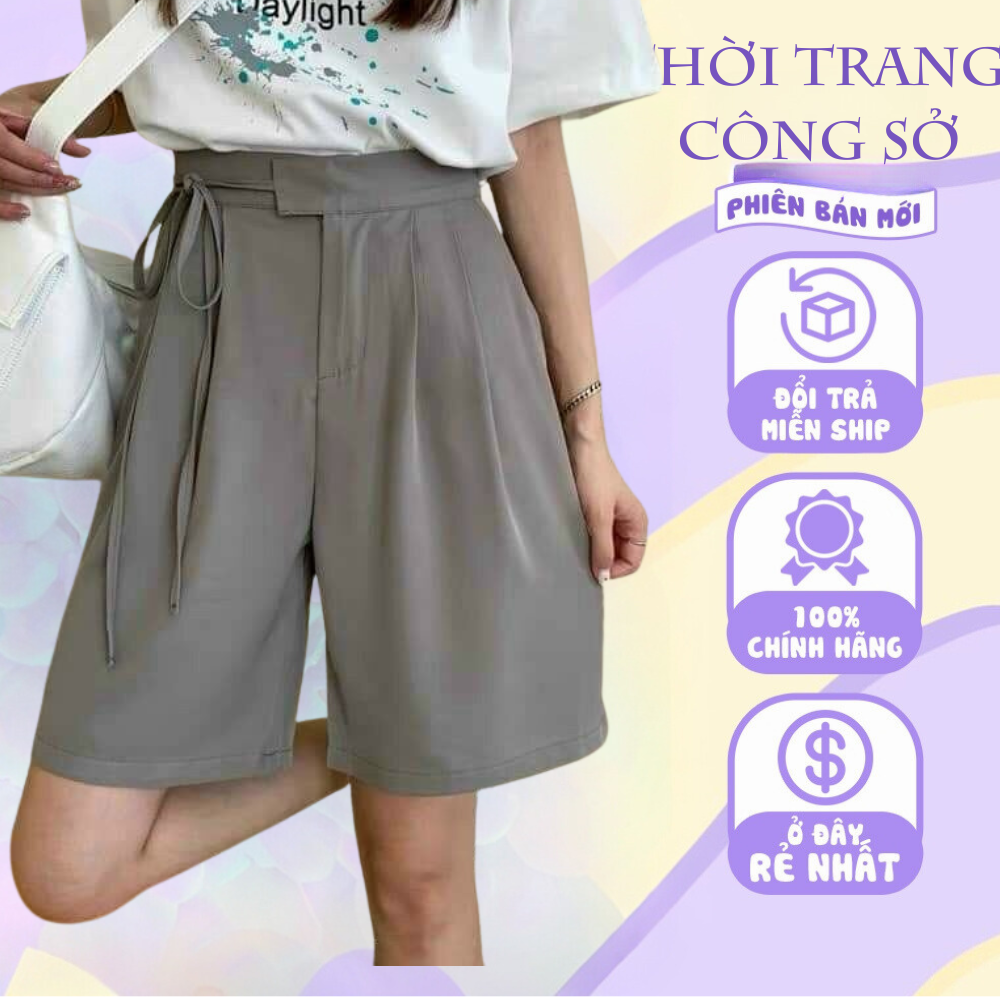 Quần ngố ống rộng dây nơ vải ruby cao cấp siêu hot
