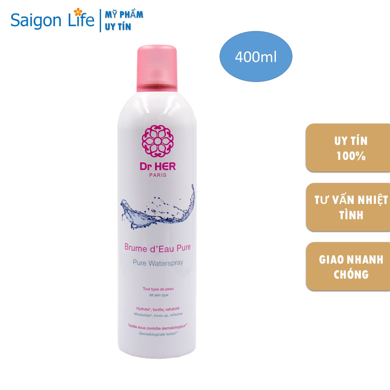 Xịt khoáng cấp ẩm dr her paris 400ml