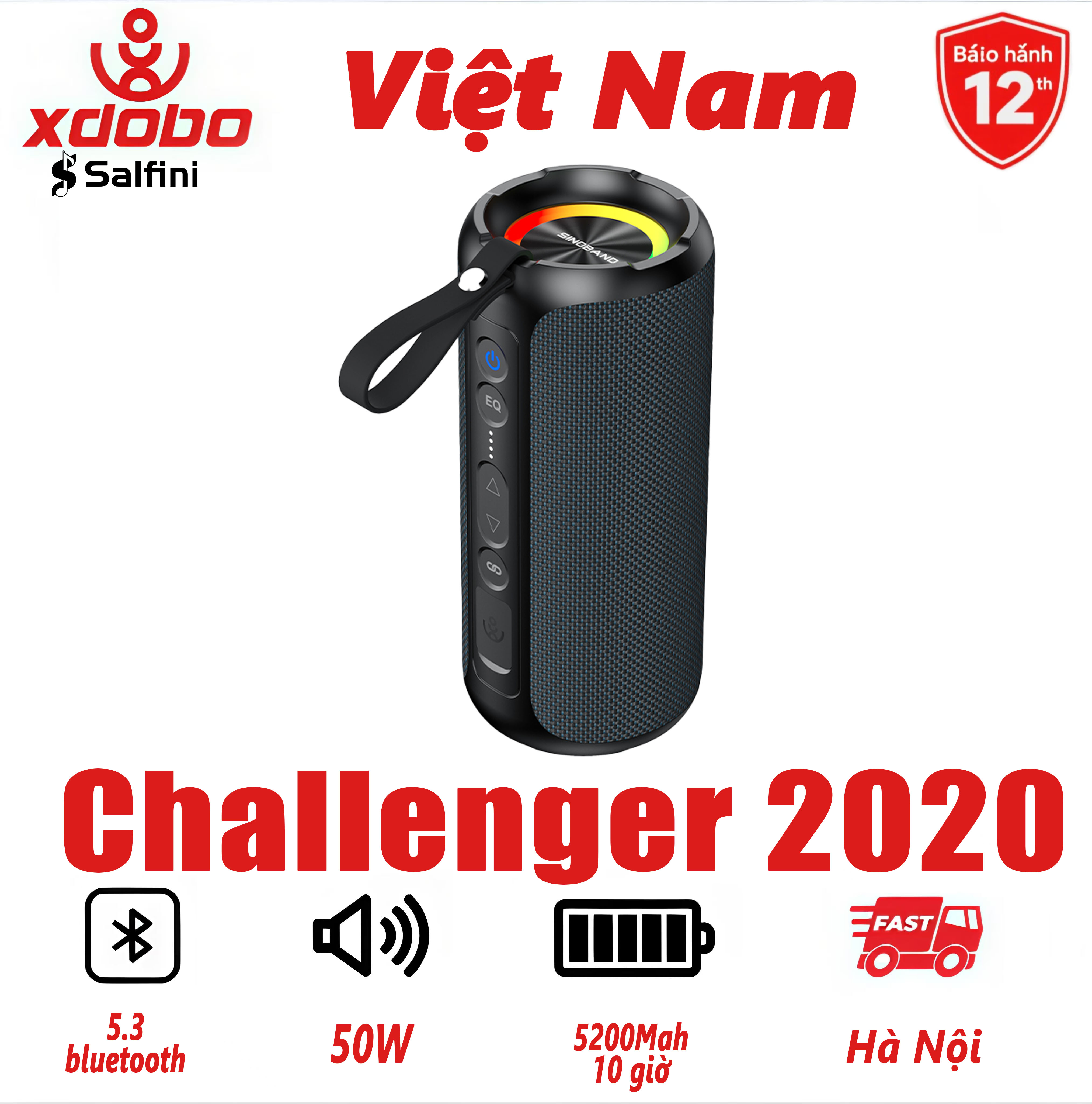  Loa không dây XDOBO Challenger 2020 Bluetooth5.3 50W Hộp âm thanh loa tương thích không dây di động TWS Stereo Boombox Music 