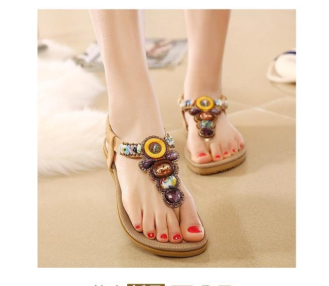 Sandal đế bệt đính đá thổ cẩm