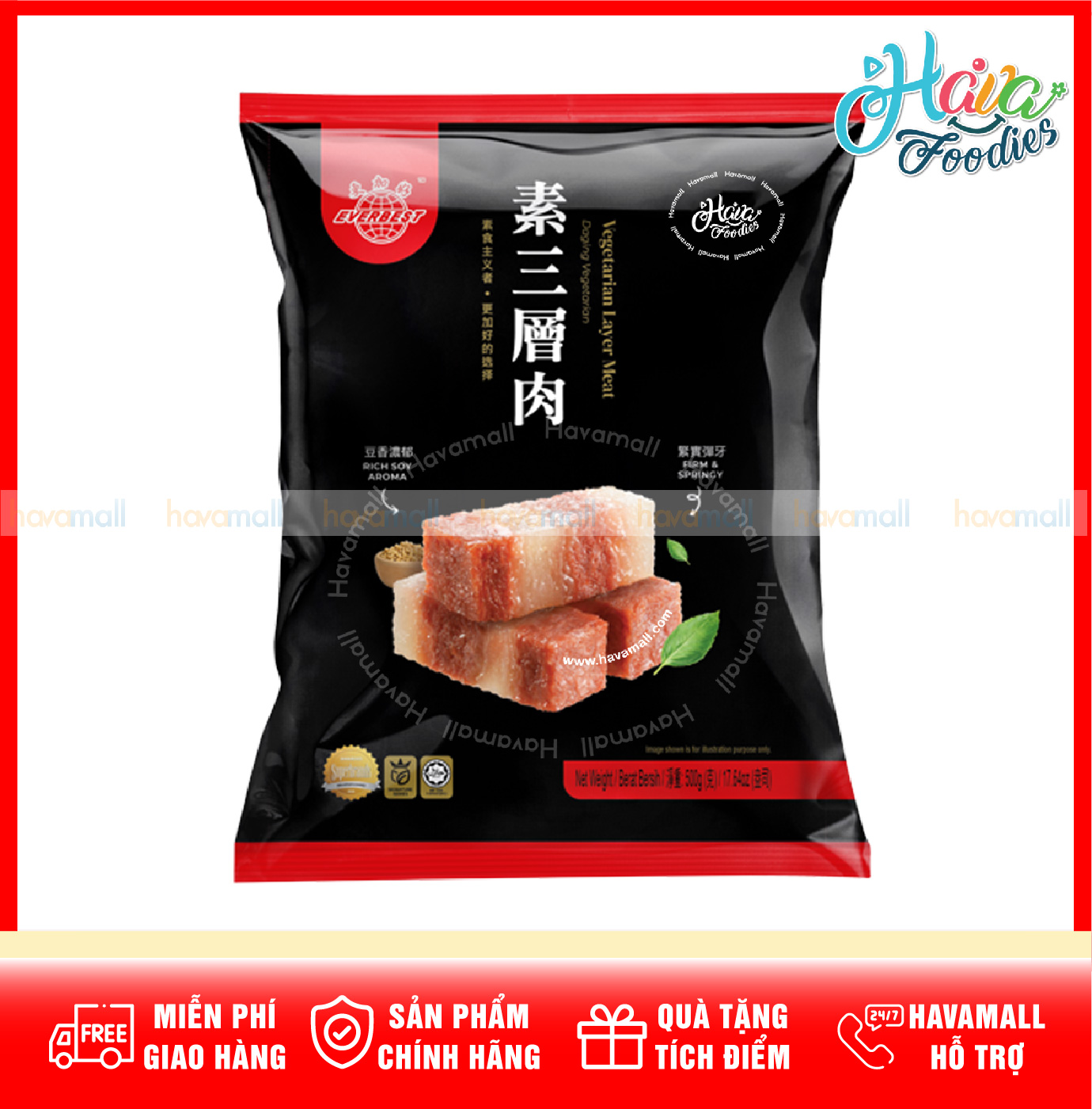 Ba Chỉ - Ba Rọi Chay Everbest Malaysia 500gr - Vegetarian Layer Meat