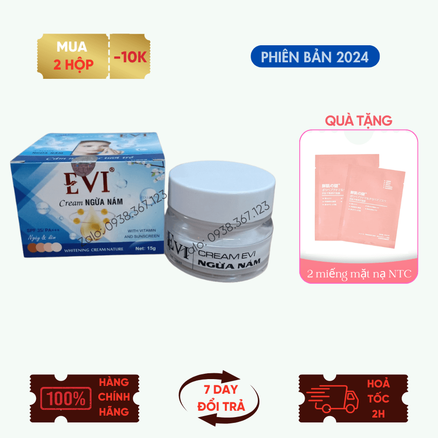 Kem ngừa nám EVI MẪU MỚI 2024 hàng chính hãng 30g + {Quà Tặng} - Helena Cosmetics