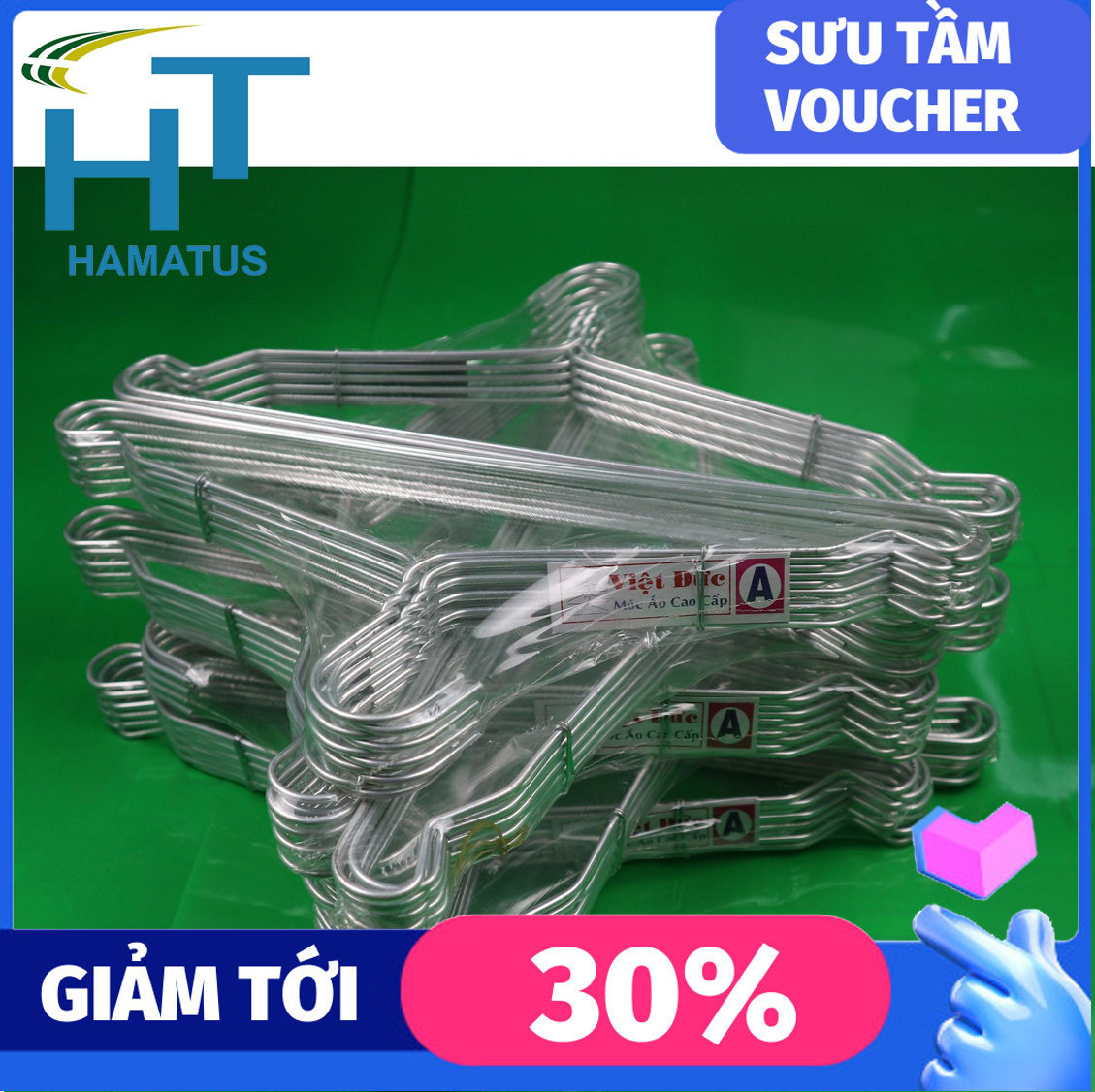Combo 50 móc nhôm người lớn Việt Đức treo quần áo dễ dàng tiết kiệm không gian giúp giữ đồ phẳng loại A 2.4 kg/100 móc