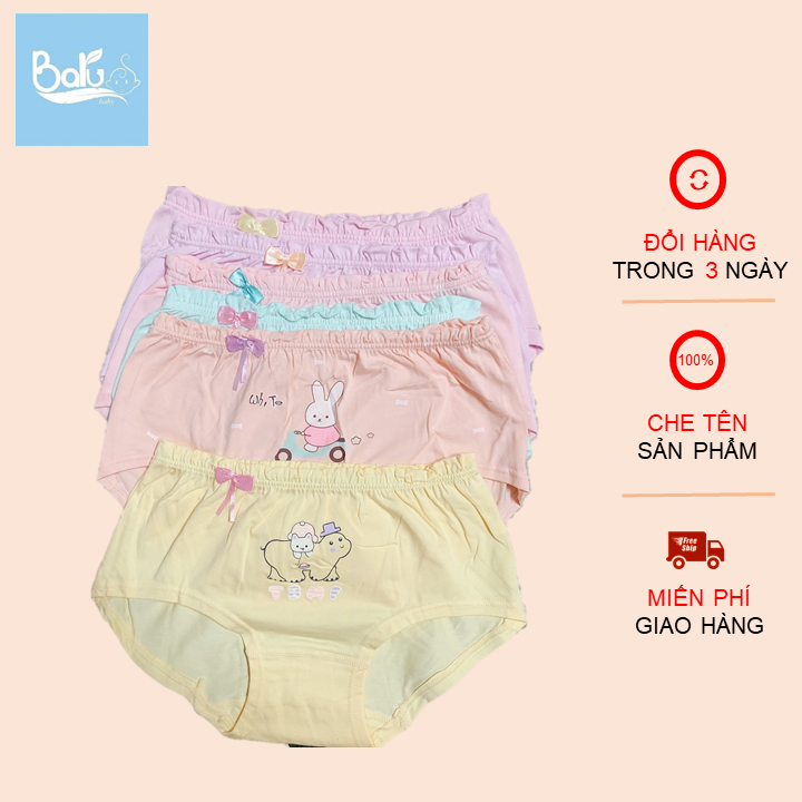 Combo 5 quần lót cạp chun bé gái cotton cao cấp cho bé hình ngẫu nhiên, Quần lót cho bé gái, Quần lót cotton cho bé gái B108-quần áo thời trang trẻ em cao cấp Baru