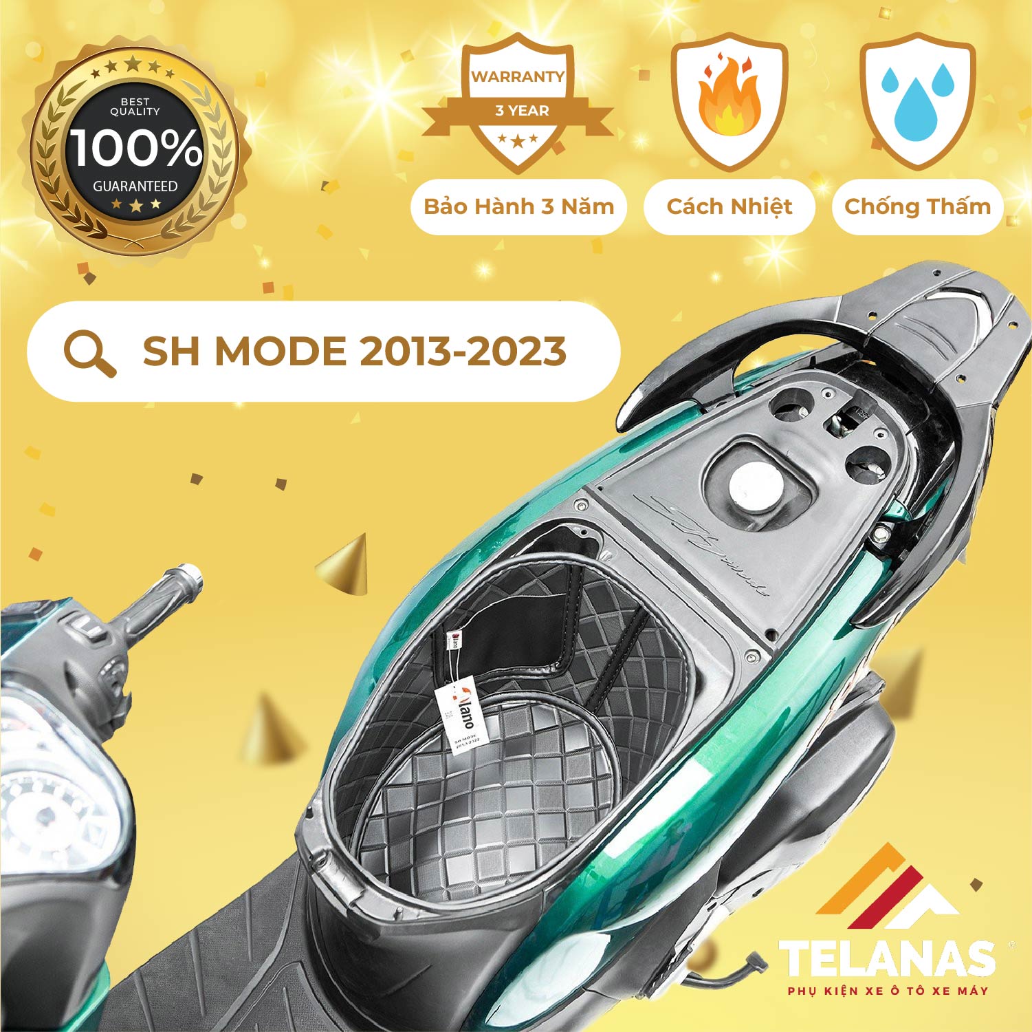 Lót Cốp Cách Nhiệt, đệm lót cốp xe máy TELANAS - HONDA SH MODE 2013-2023-Giá Xưởng-Bảo Hành 3 năm chống sốc, chống thấm nước, tránh trầy xước