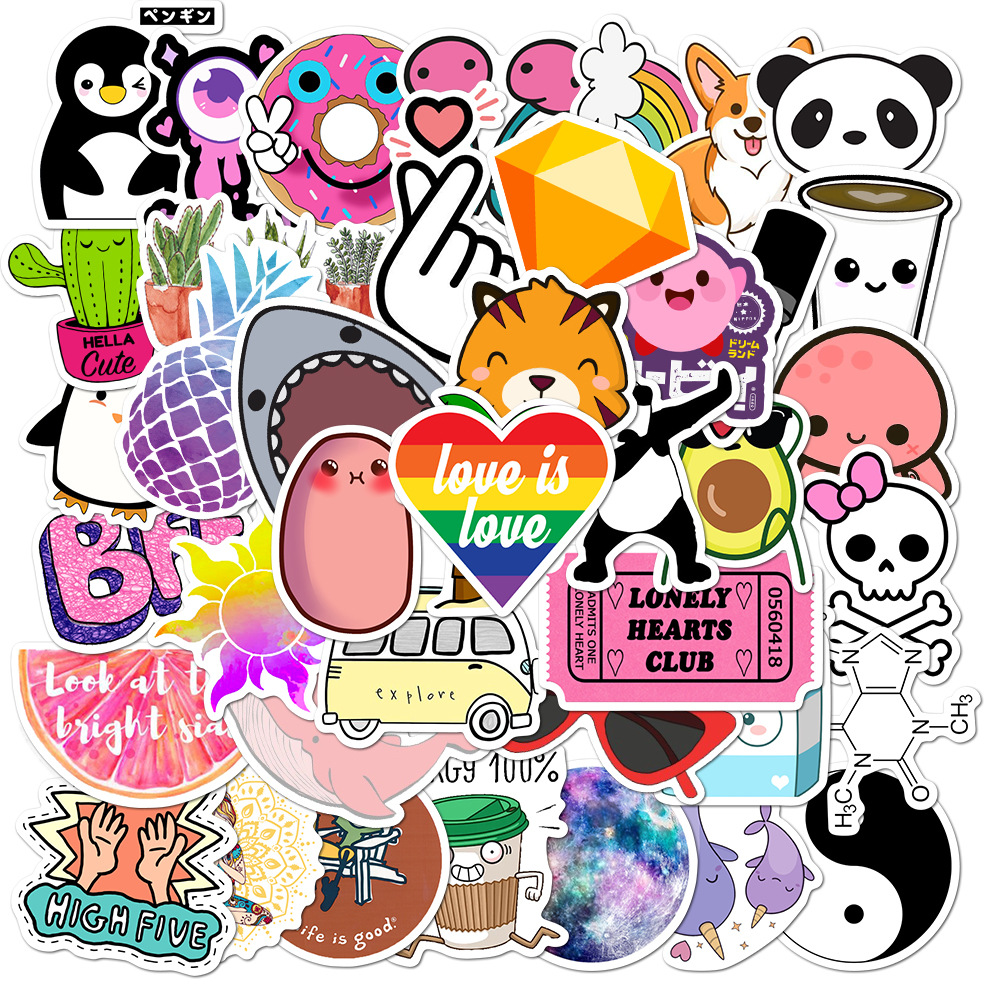 [SET 20/50/100] Sticker dán Tổng hợp hình đáng yêu 2 Sticker dán chống nước, chống UV, Dùng dán Xe, dán mũ bảo hiểm, dán Laptop