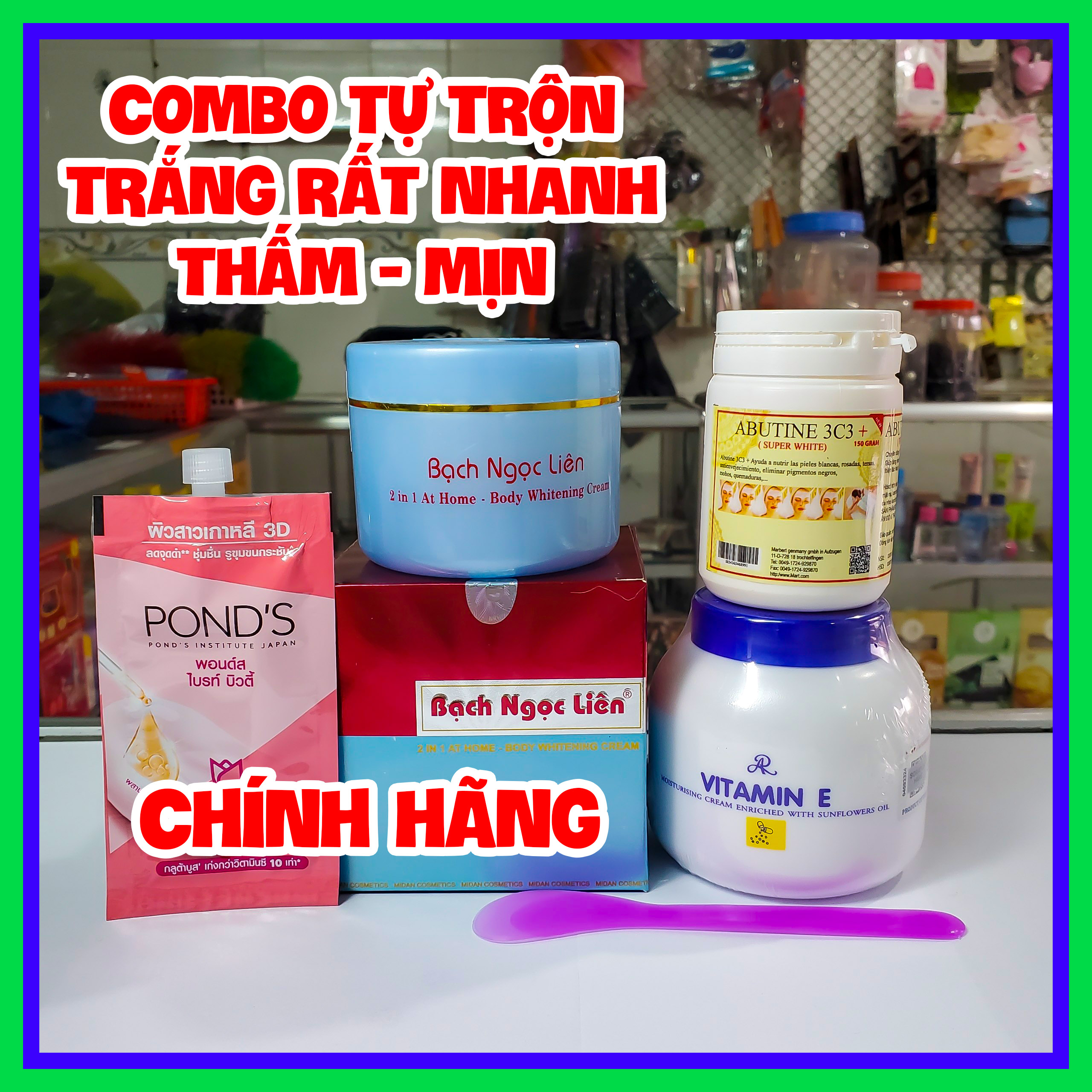 Combo kem trộn siêu trắng Bạch Ngọc Liên trắng body thấm nhanh trắng nhanh sau 7 ngày bộ 5