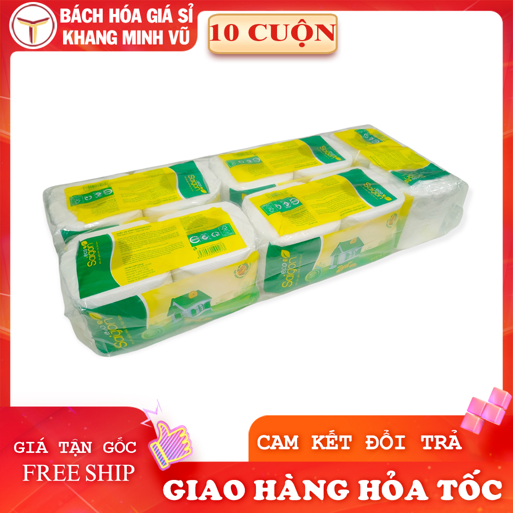 Giấy vệ sinh sài gòn eco có lõi 2 lớp lốc 10 cuộn