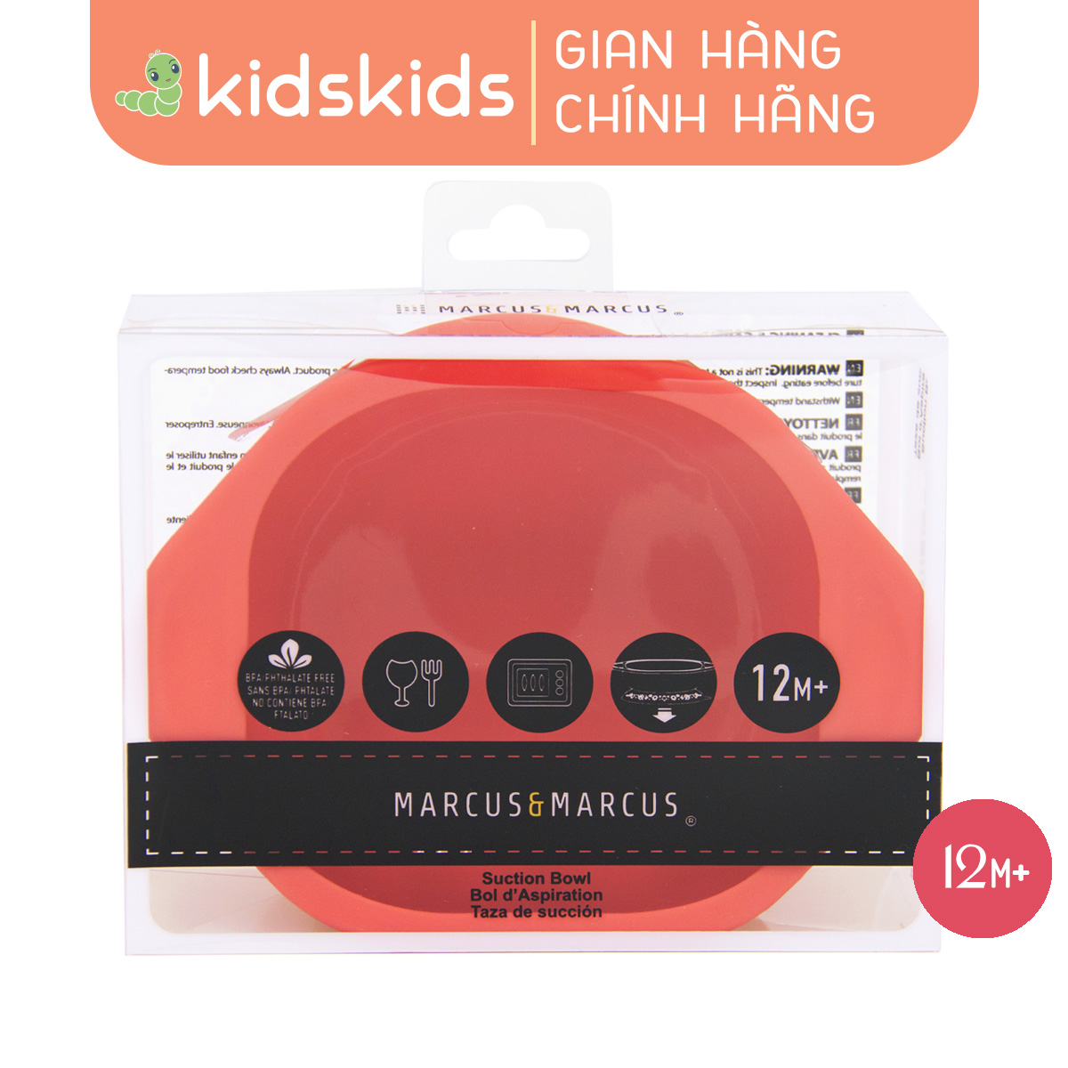 Bát ăn dặm silicon có đế hút chân không chống đổ marcus & marcus cho bé, từ 12 tháng - marcus