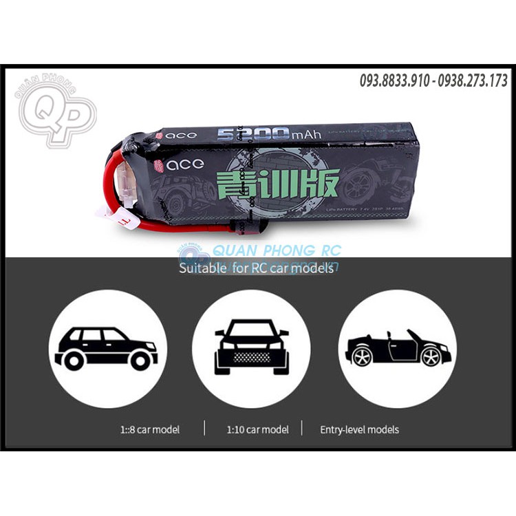 Pin Gens Ace 11.1V 5200mAh 50C jack chữ T