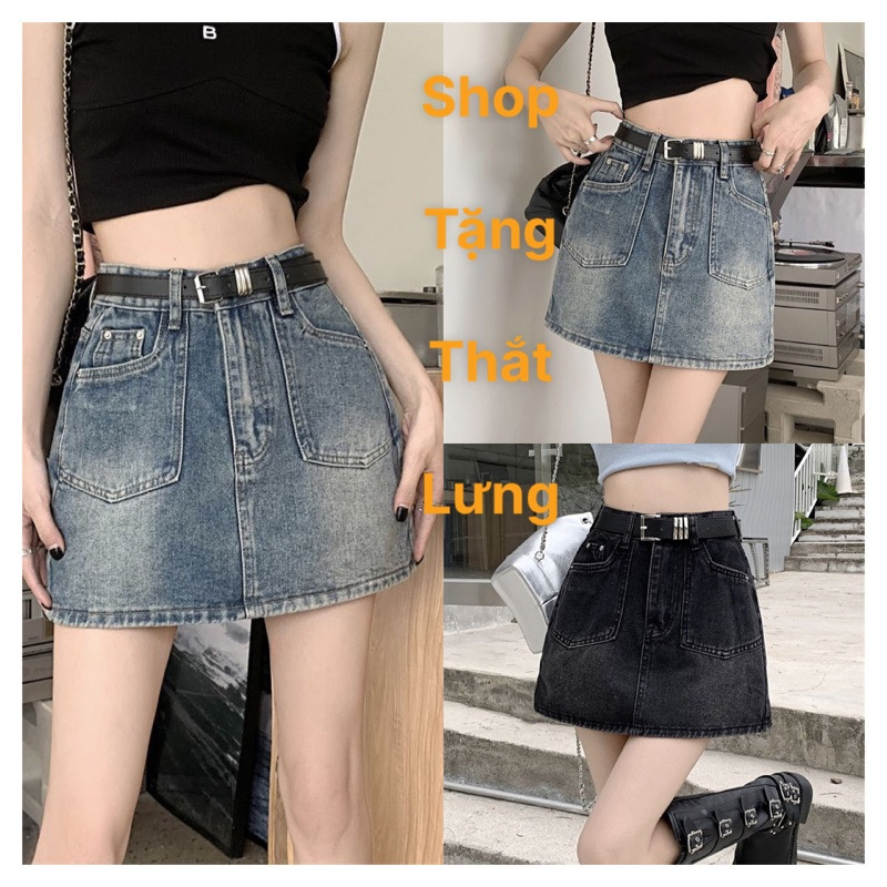 Quần Chân Váy Bò Jean Chữ A Nữ Jeans Cạp Cao Phong Cách Style NTD WSH 010