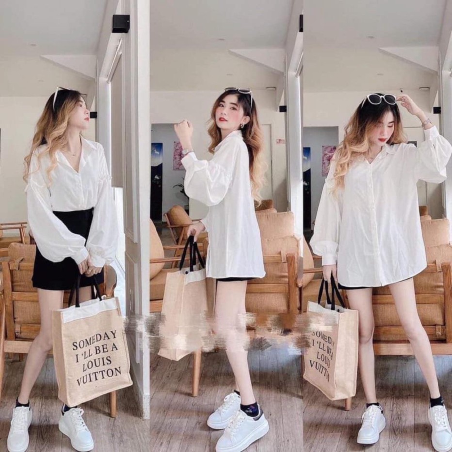 Áo sơ mi trắng dài tay nữ phối tay bèo chất thô lụa mềm giá rẻ siêu xinh,Áo sơ mi nữ trắng dài tay phối bèo