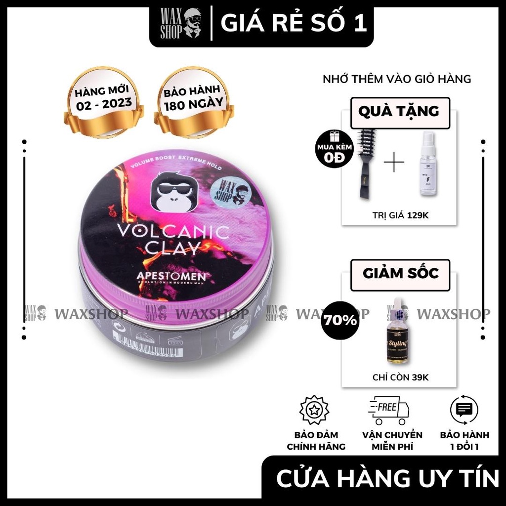 Sáp Vuốt Tóc Nam Volcanic Clay Apestomen - Bảo Hành 180 Ngày