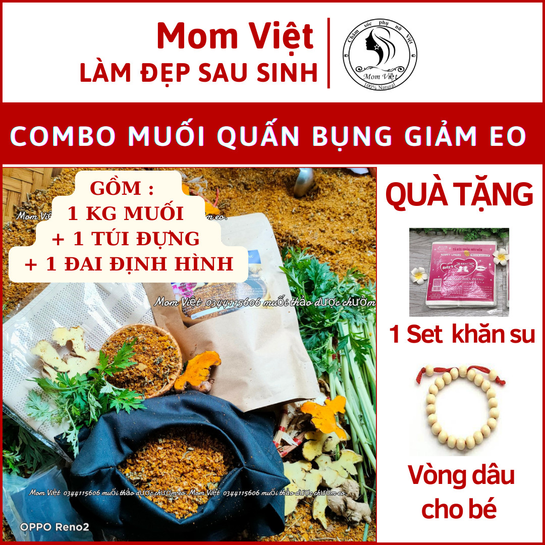 Bộ quấn muối thảo dược cho mẹ sau sinh giảm eo săn chắc bụng