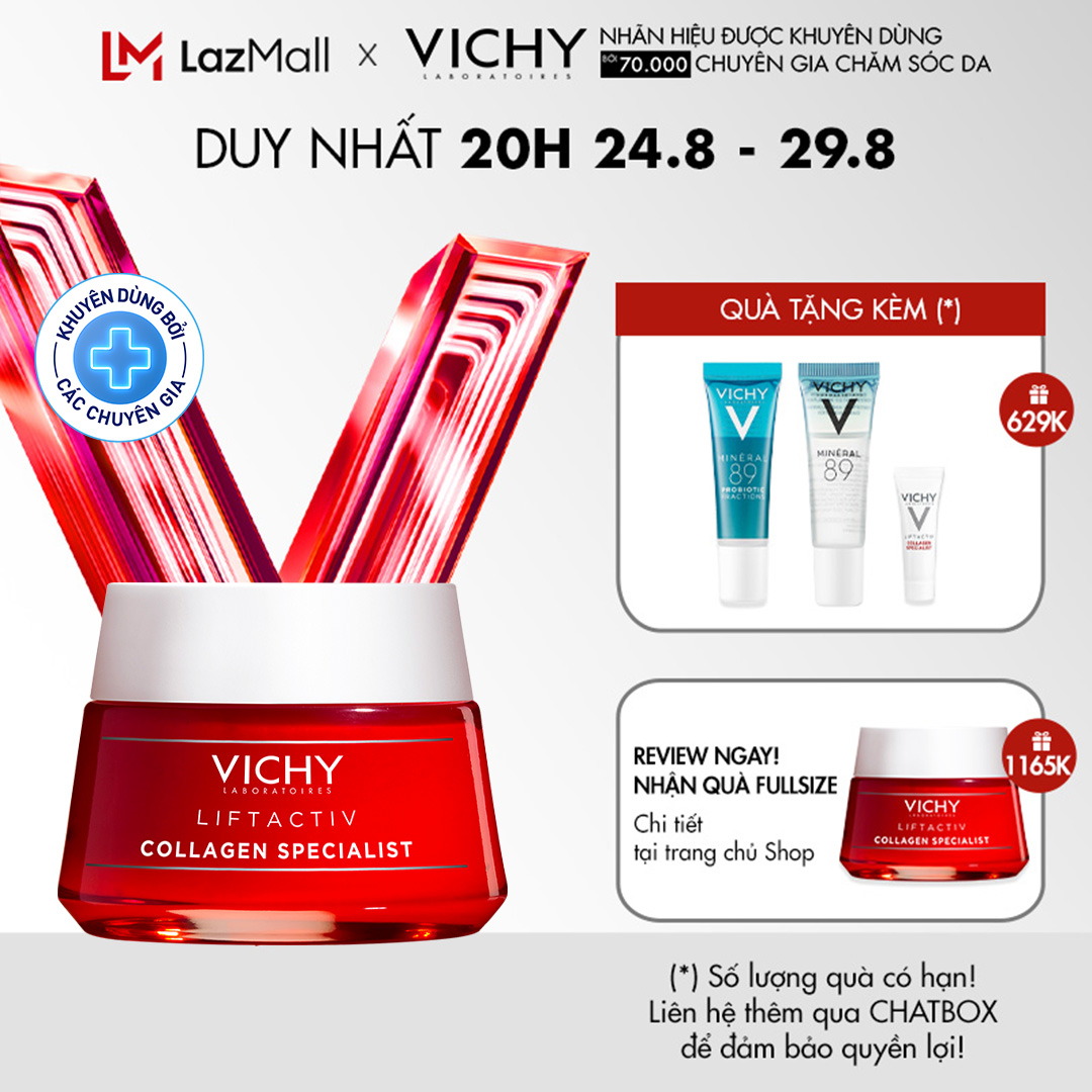 Kem dưỡng ngăn ngừa dấu hiệu lão hóa và làm săn chắc da Vichy Liftactiv Collagen Specialist 50ml