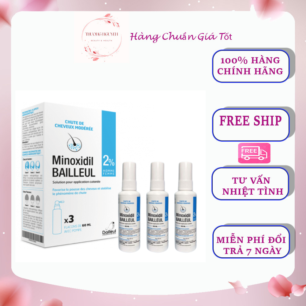 Xịt mọc tóc minoxidil bailleul 2% ngăn rụng tóc, kích thích mọc tóc