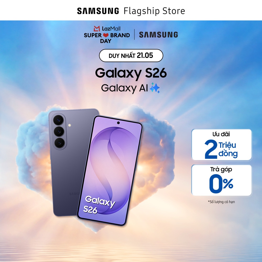 Điện thoại Samsung Galaxy S26, 12GB/256GB | 512GB, Storage, Customized AP, AI Phone, Photo Assist, Creative Studio, 50MP Camera, 4300mAh