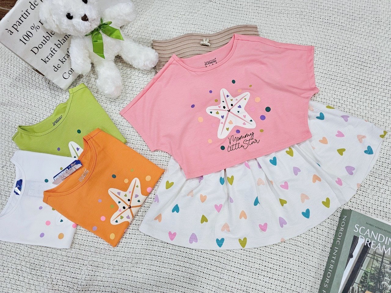 (Mẫu Mới) Set chân váy bé gái phối áo cánh dơi xuất dư chất cotton co giãn 4 chiều mịn mát - áo thun cánh dơi+ chân váy đáng yêu cho bé 13-35kg