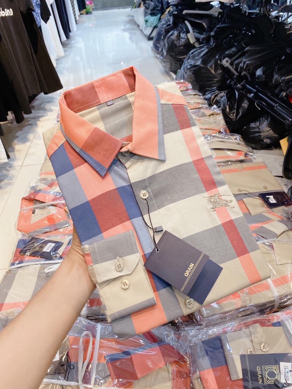 Áo sơ mi nam caro BBR màu vàng cam mới