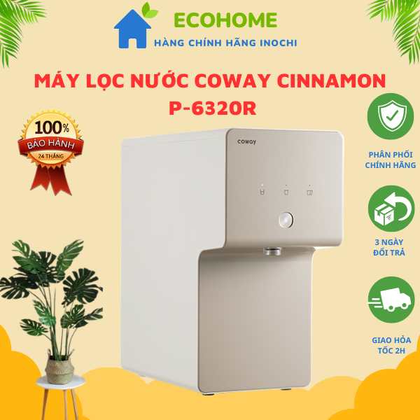 Máy lọc nước coway cinnamon p-6320r, 5 lít, bảo hành 24 tháng, hàng chính hãng