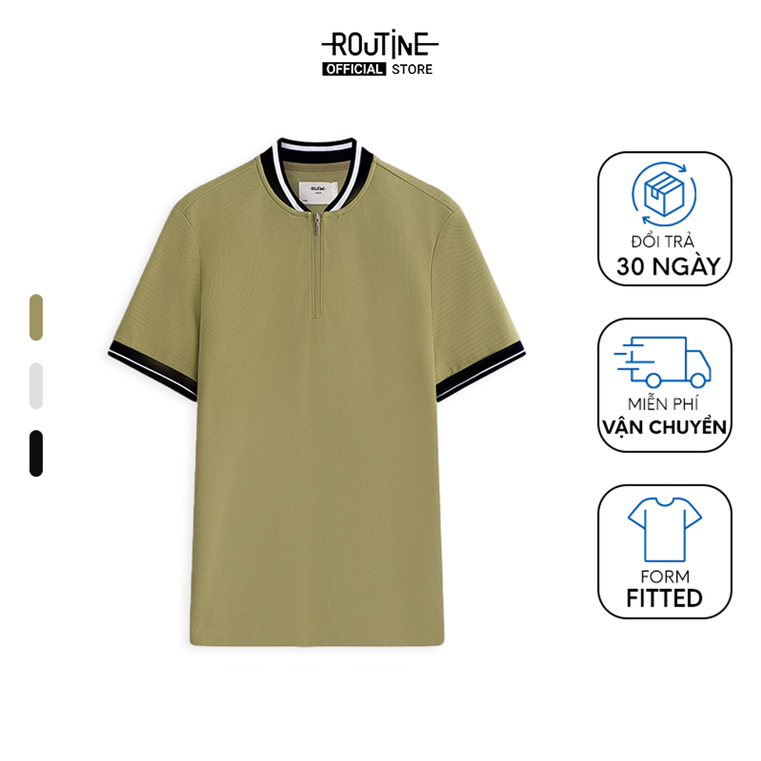 Áo Polo Nam Tay Ngắn Cổ Khóa Kéo Phối Màu Form Fitted - Routine 10S23POL012