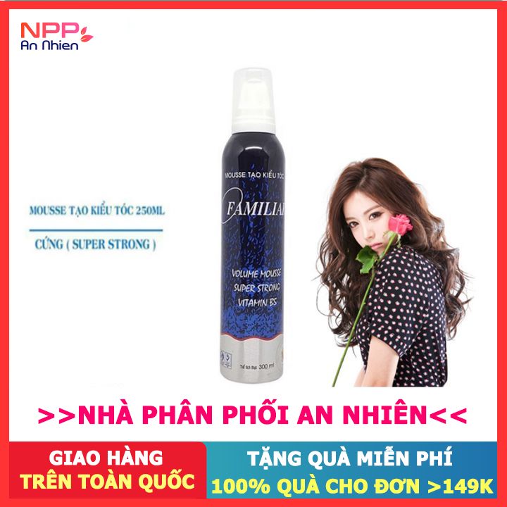 Mousse tạo kiểu tóc Familiar Volume Super Strong Vitamin B5 chai 250ml- NPP AN NHIÊN