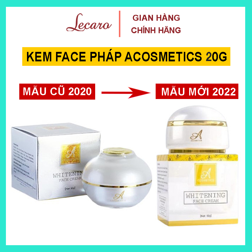 [CHÍNH HÃNG] Kem Face Pháp Acosmetics, Dưỡng Trắng Da Mặt, Dưỡng Ẩm, Mờ Thâm Nám, Tàn Nhang, Chống Nắng, Chống Lão Hoá, Chăm Sóc Da Mặt Whitening Face Cream 20 Gr,LECARO LCR-KM09