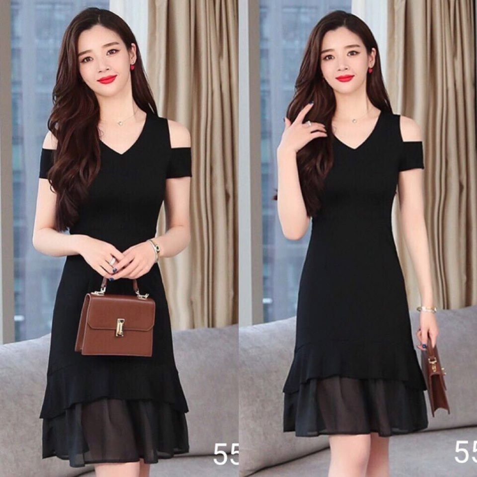 Đầm suông phối chân voan siêu dễ thương
