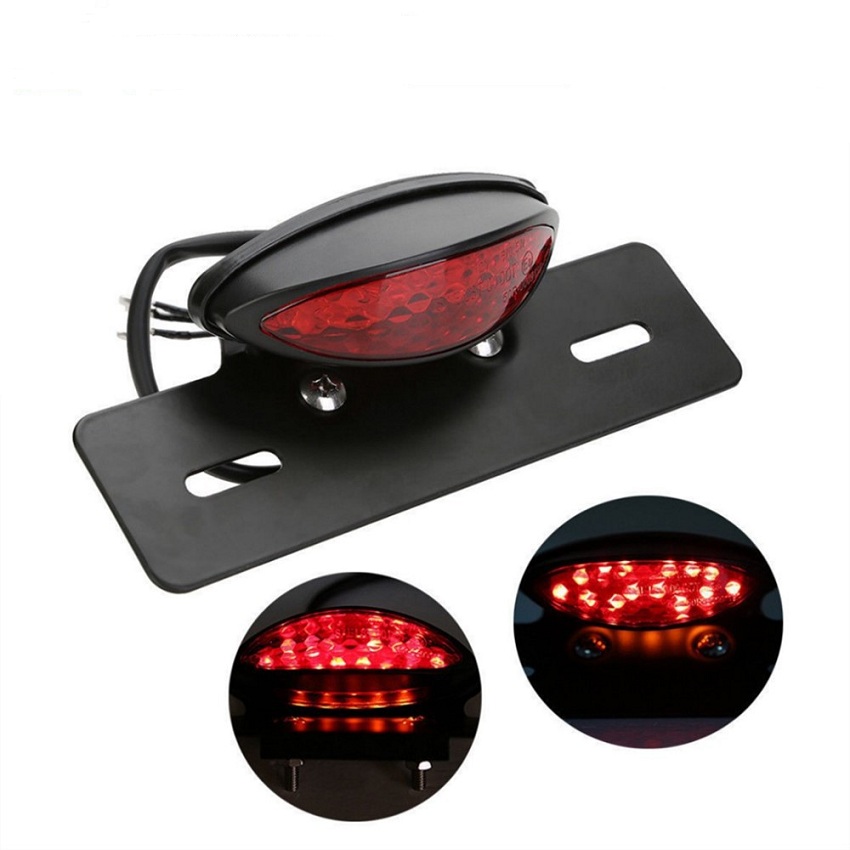 Đèn hậu Led bán nguyệt có kèm pad biển số độ classic bằng sắt sơn tĩnh điện, phú hợp độ Cafe Racer Tracker Win 67 Dream Cub và các loại xe