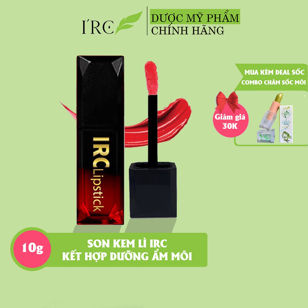Son kem lì IRC kết hợp dầu Jojoba dưỡng môi công nghệ Hàn Quốc khóa màu không chì gồm 5 màu hồng đất, đỏ cam, đỏ gạch...