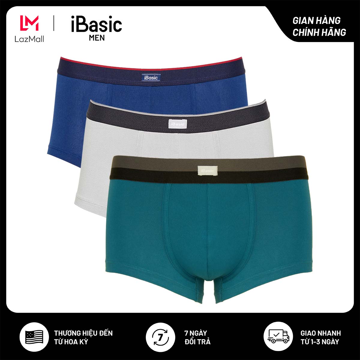 Combo 3 quần lót nam thun trunk ibasic panm091