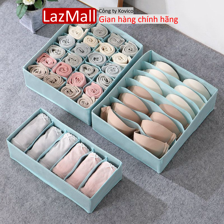 Combo 3 hộp đựng đồ lót, tất vớ nhiều ngăn tiện dụng, hộp đựng đồ đa năng,hộp vải đựng áo lót, đồ lót gấp gọn