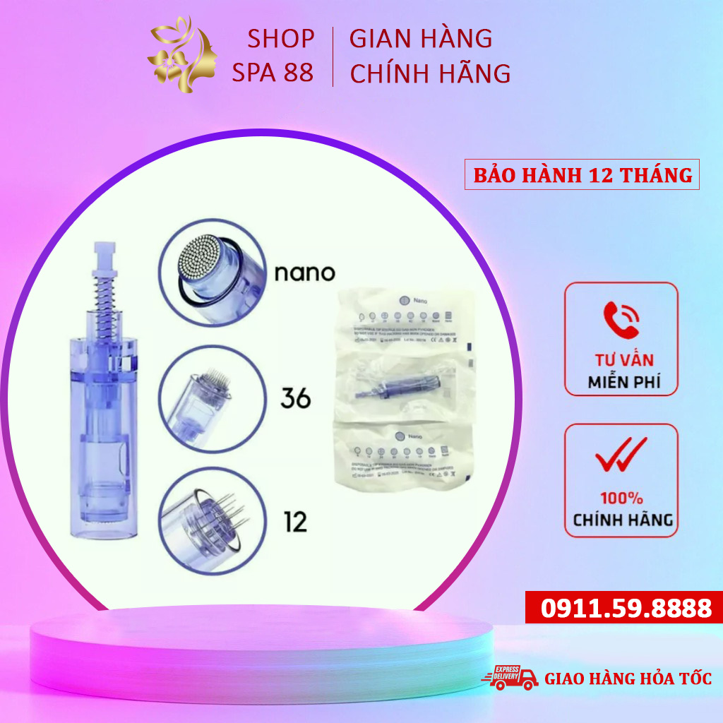 Đầu kim máy drpen chính hãng, nano kim 12 kim 36 cho máy phi kim, máy lăn kim dr pen.