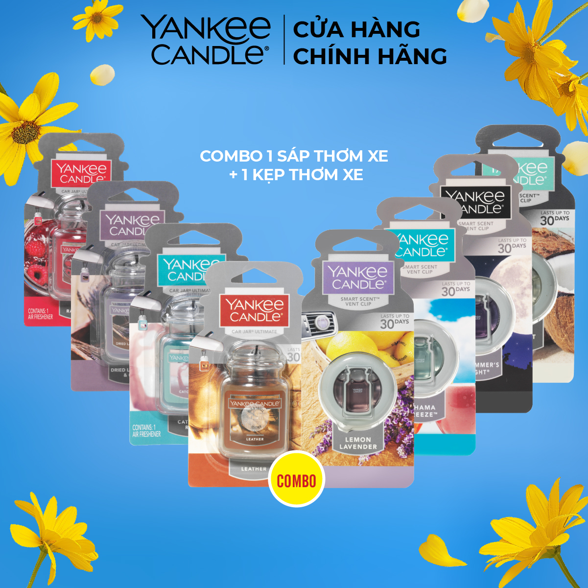 Combo Sáp thơm xe + Kẹp thơm xe từ Yankee Candle
