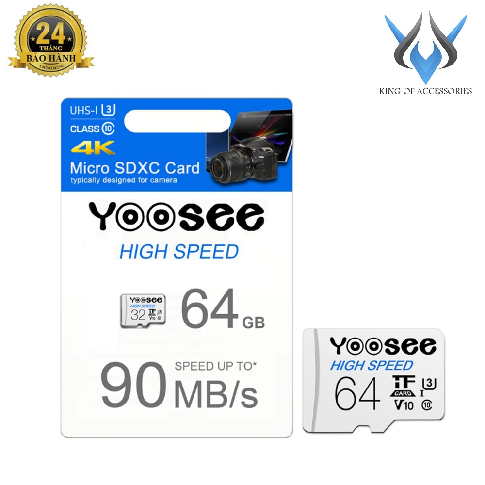 Thẻ nhớ MicroSDXC Yoosee High Speed 64GB UHS-I U3 4K R90MB/s W40MB/s (Trắng) - Nhất Tín Computer