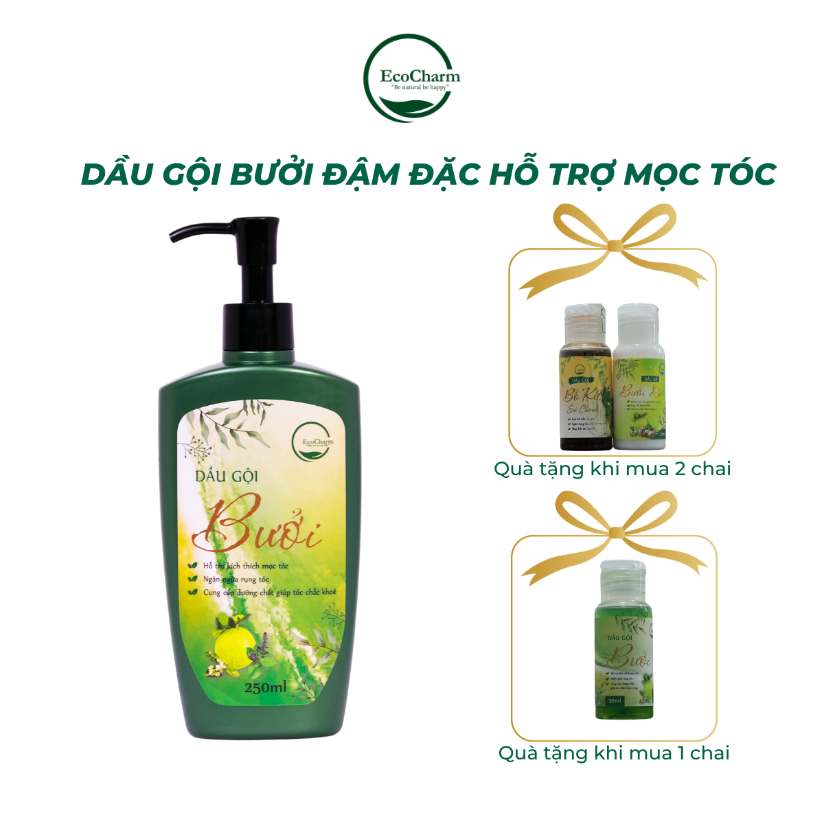 Dầu xả dừa bưởi Ecocharm dưỡng tóc sạch gầu ngăn rụng tóc 250ml Nữ Women Gội Đầu thảo mộc thiên nhiên kích thích mọc tóc, sạch gầu, nấm, dưỡng ẩm