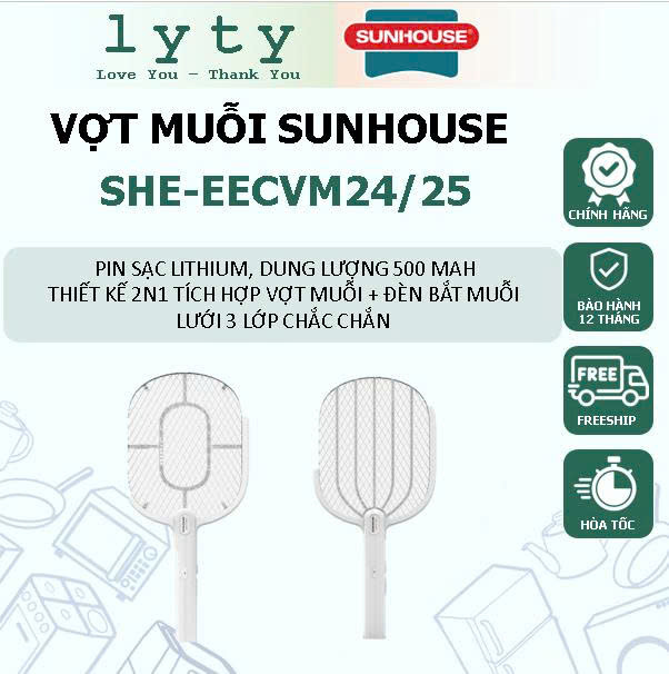 VỢT MUỖI SUNHOUSE SHE-EECVM24/25. RẺ-BỀN-TIỆN DỤNG