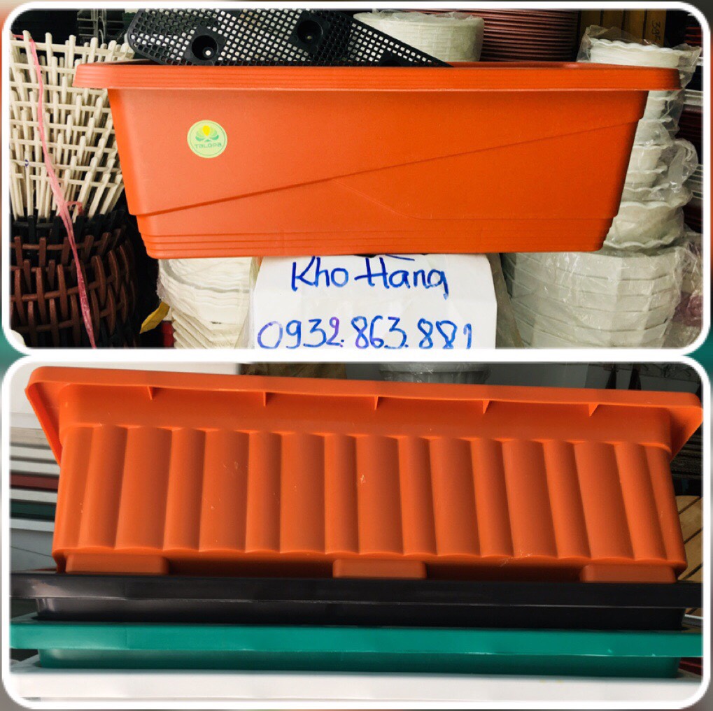 Chậu Hoa, Khay Nhựa Chữ Nhật Trồng Rau + Lưới Nhựa Thông Minh size 64 (Chậu Tốt Rất Chắc Chắn)