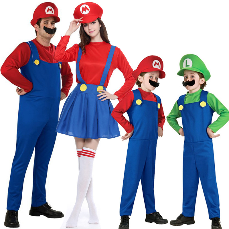 Trang Phục Halloween Super Mario cosplay Người Lớn Trẻ Em Super Mario Sân