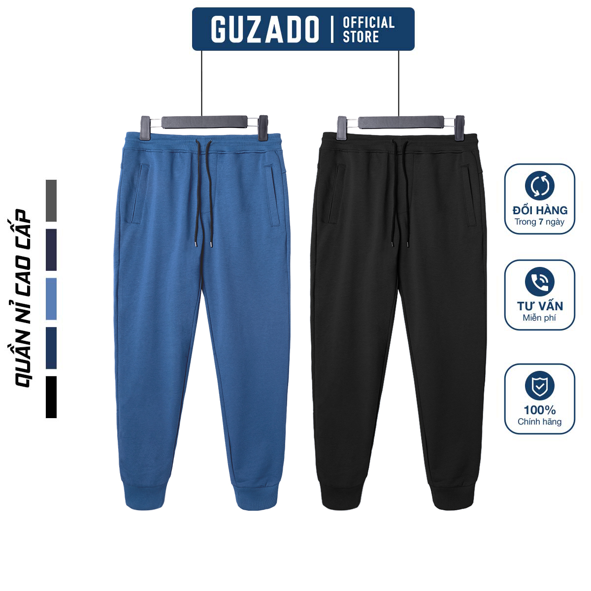  Quần Jogger Nam GUZADO  5 màu  Chất Nỉ Cao Cấp Form Regular Fit Thoải Mái Mềm Mịn Co Giãn Tốt GQN01 