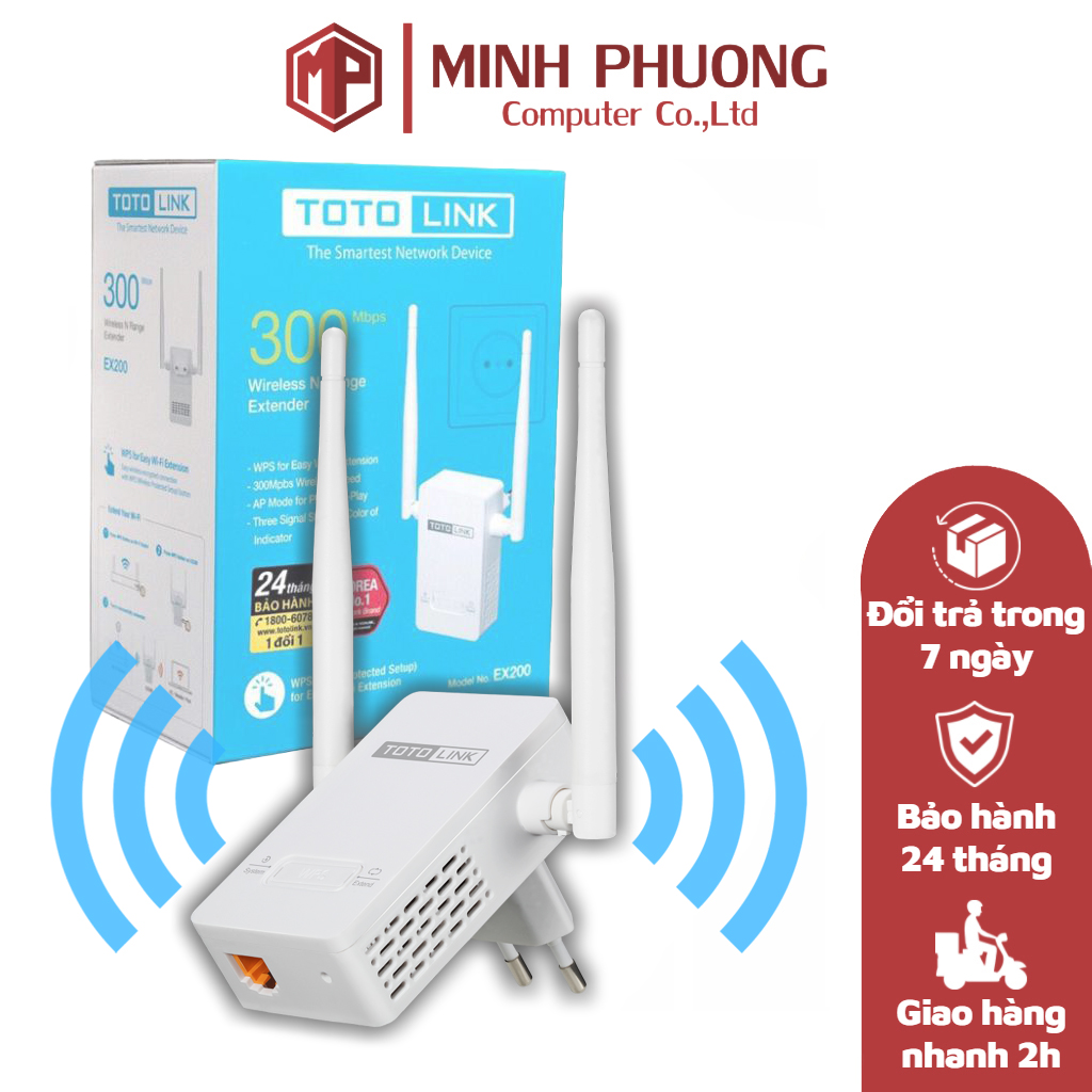Bộ kích sóng Wi-Fi TOTOLINK EX200 tốc độ 300mbps - Hàng chính hãng