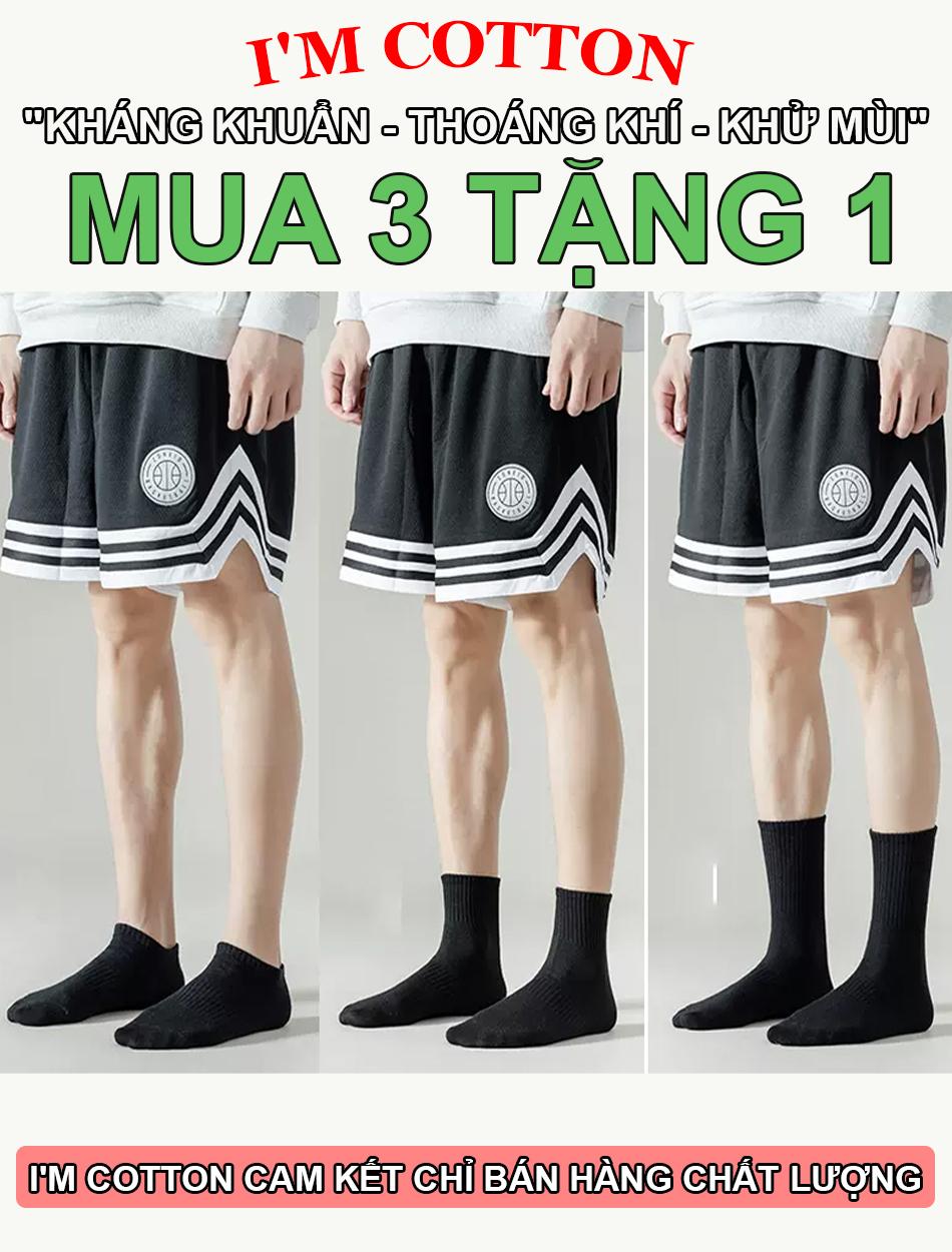 Tất Vớ trơn cổ trung, cổ cao đen chất liệu Modal thoáng khí kháng khuẩn khử mùi hôi chân - I'm Cotton #vo #tat #nam #nu #cothap #cotrung #cocao #vo #tat #tron #nam #nu #tatvotroncotrung #tatvotroncocao