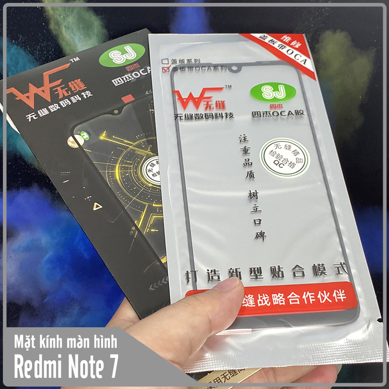 Mặt kính màn hình cho xiaomi redmi note 7 wf , liền keo oca sj