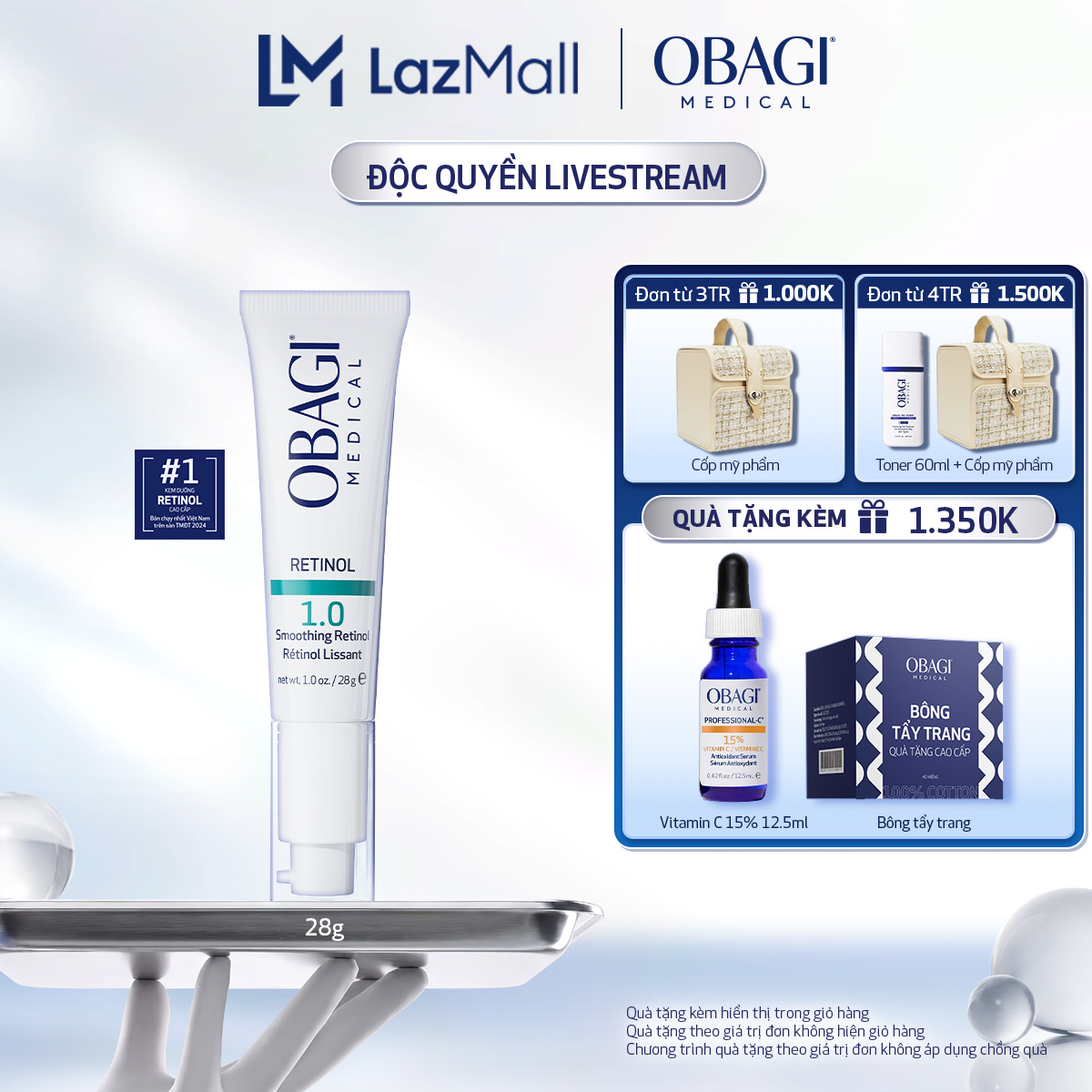 Kem Dưỡng Làm Mờ Nếp Nhăn, Mờ Thâm  Làm Đều Màu Da Obagi Retinol 1.0